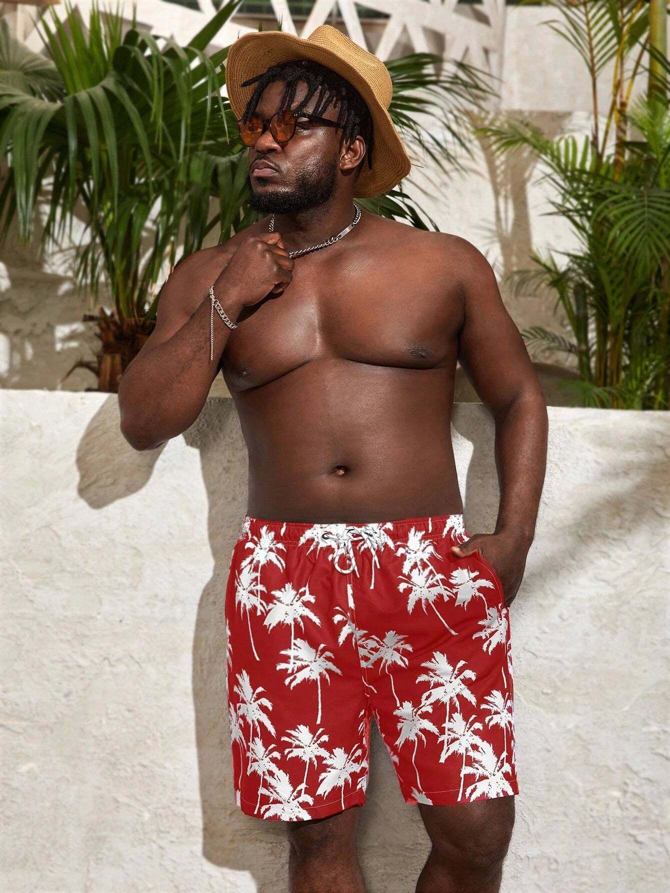 Coconut Tree Print Beach Shorts-Waves And Trunks