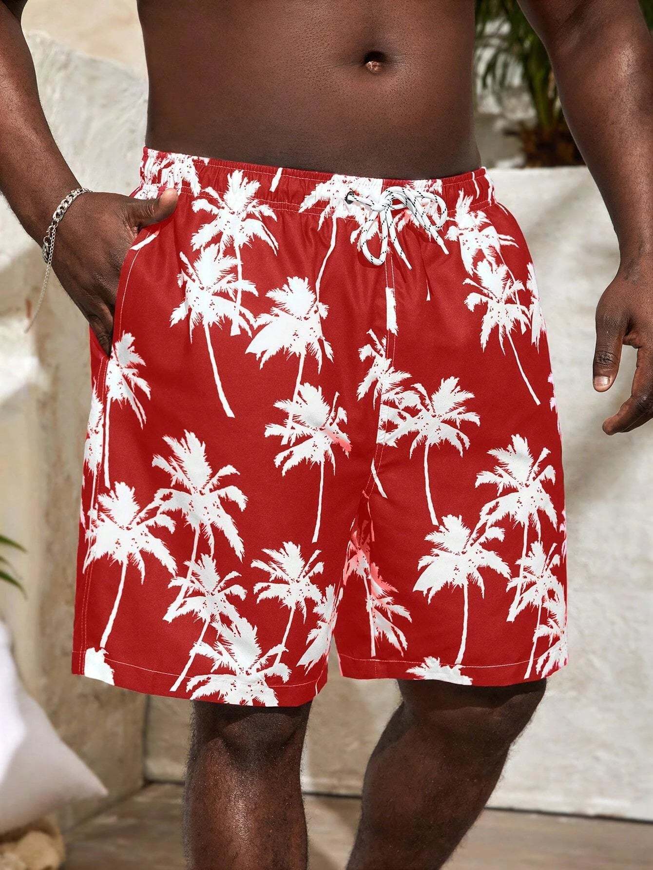 Coconut Tree Print Beach Shorts-Waves And Trunks