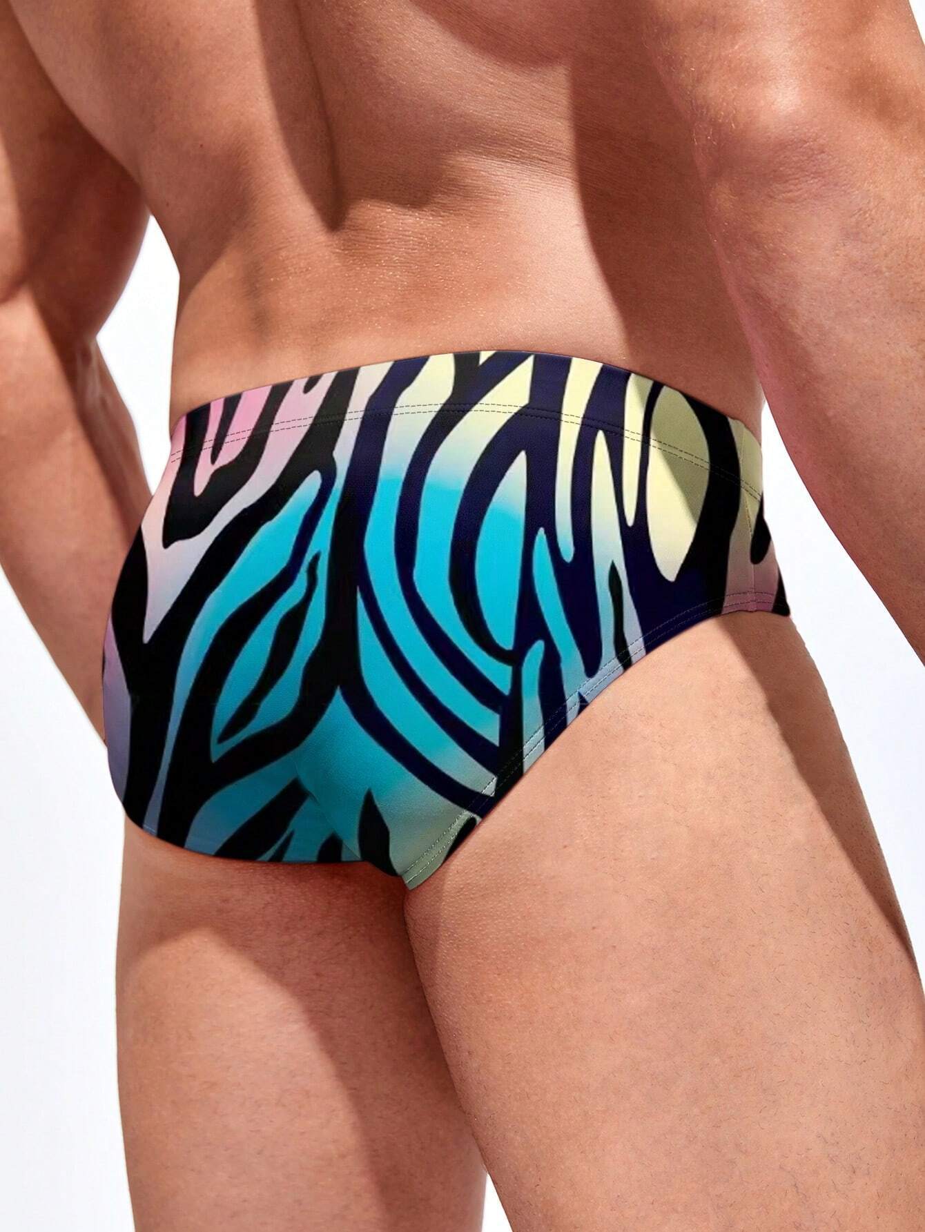 Zebra Striped Swim Brief-Waves And Trunks