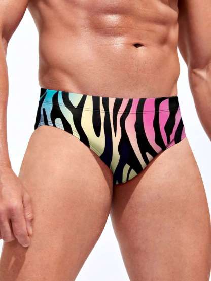 Zebra Striped Swim Brief-Waves And Trunks