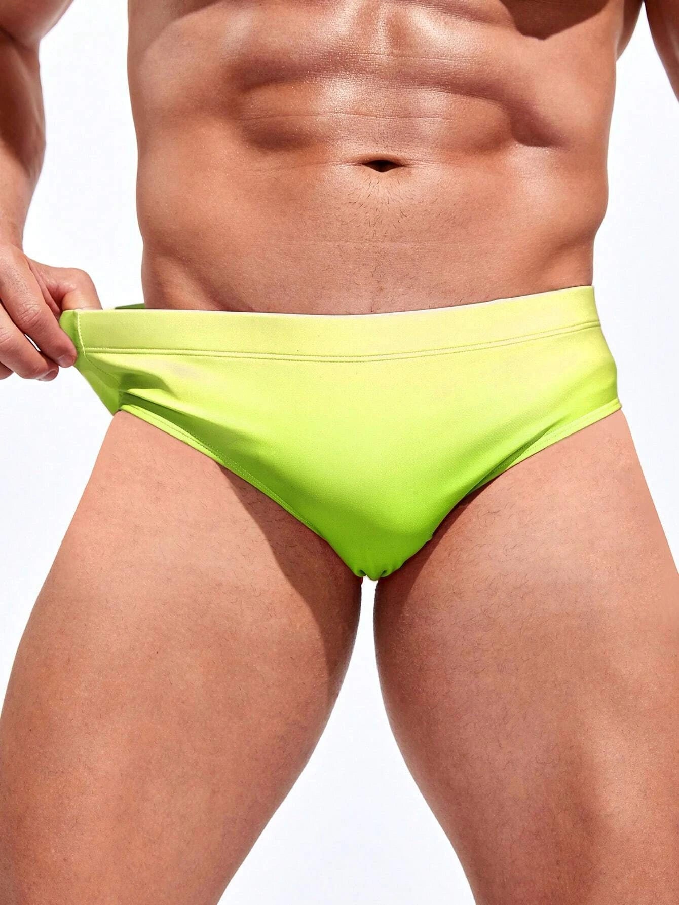 Ombre Print High Stretch Swim Brief-Waves And Trunks