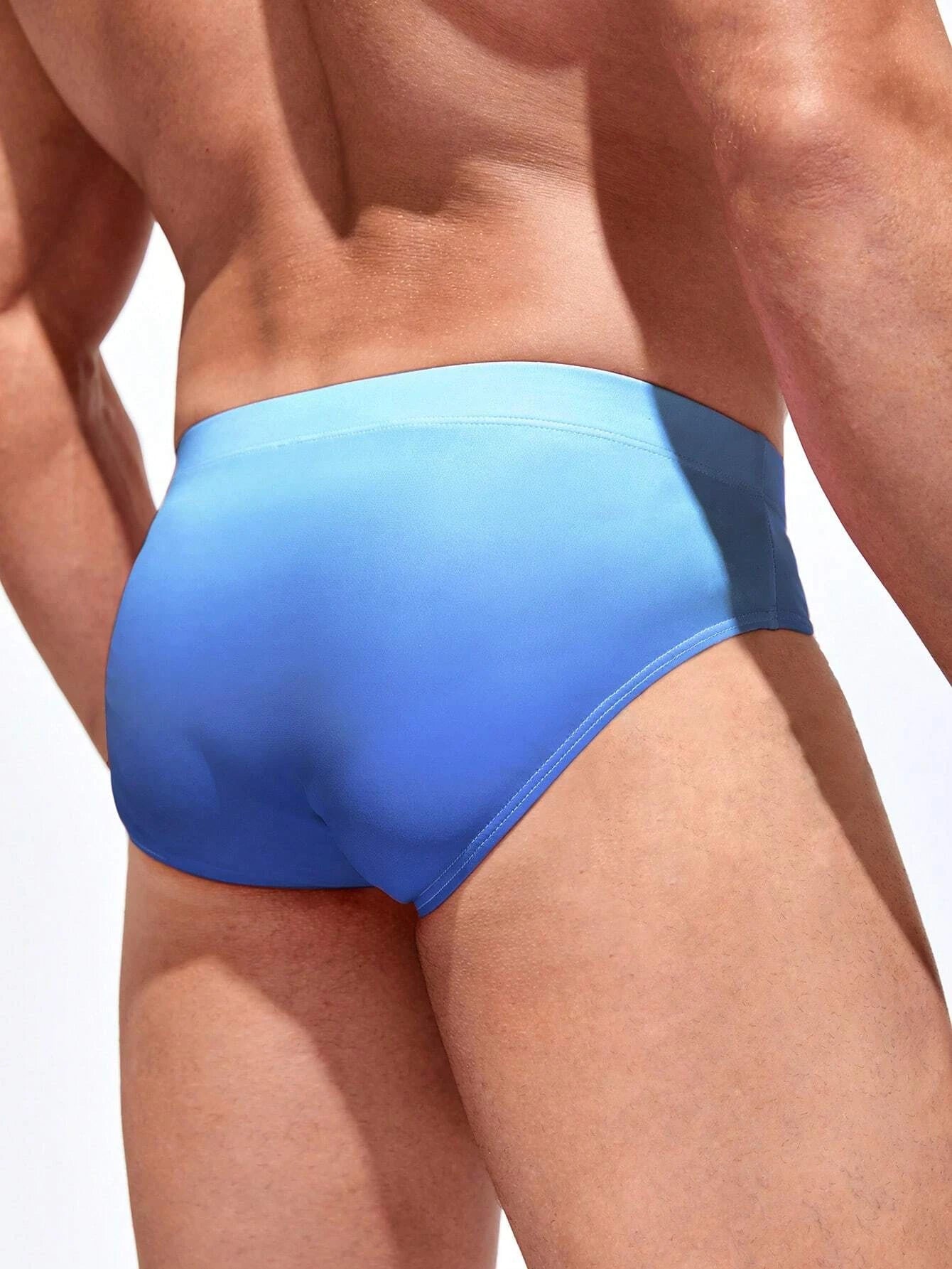 Ombre Print High Stretch Swim Brief-Waves And Trunks