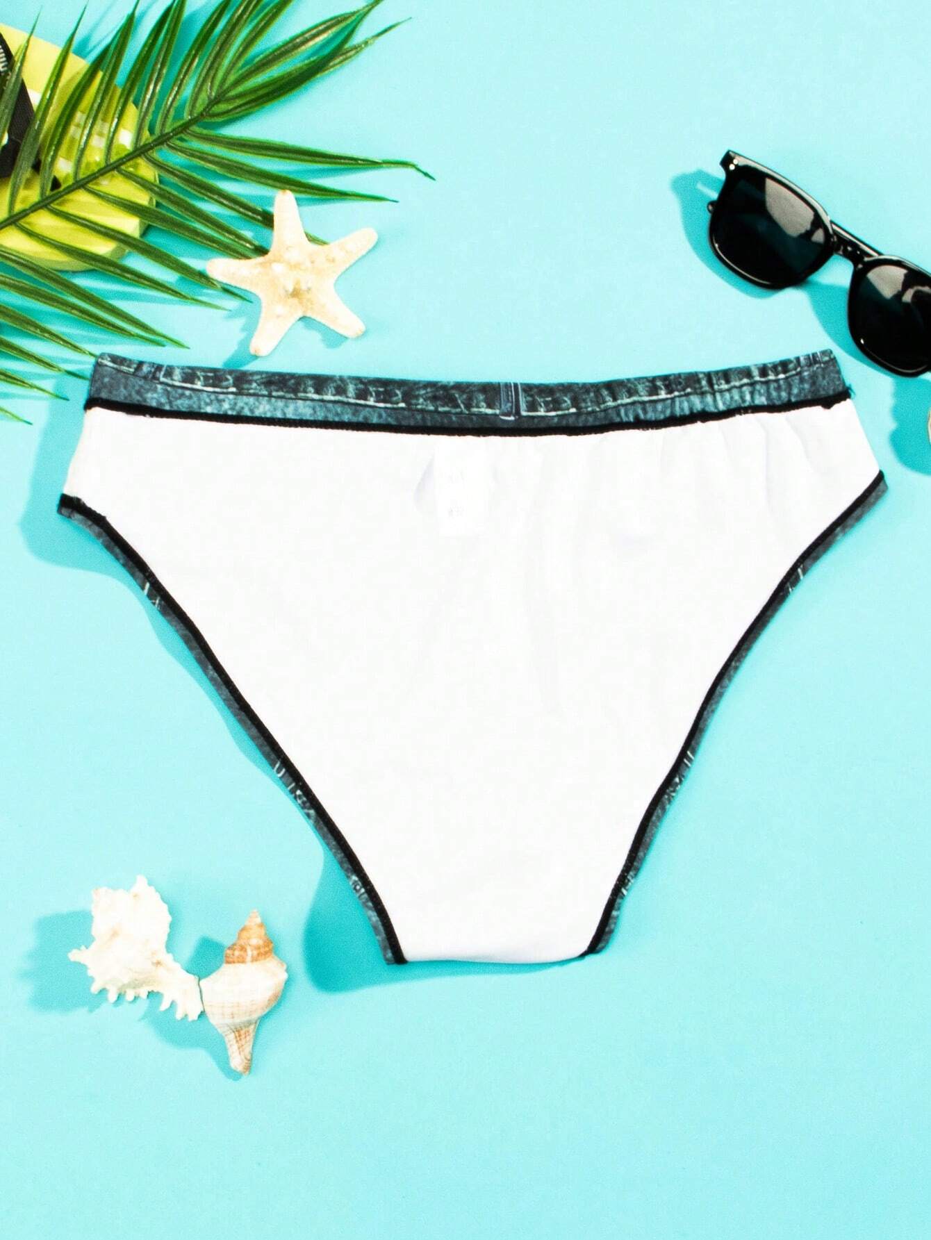 Button Print Swim Brief-Waves And Trunks