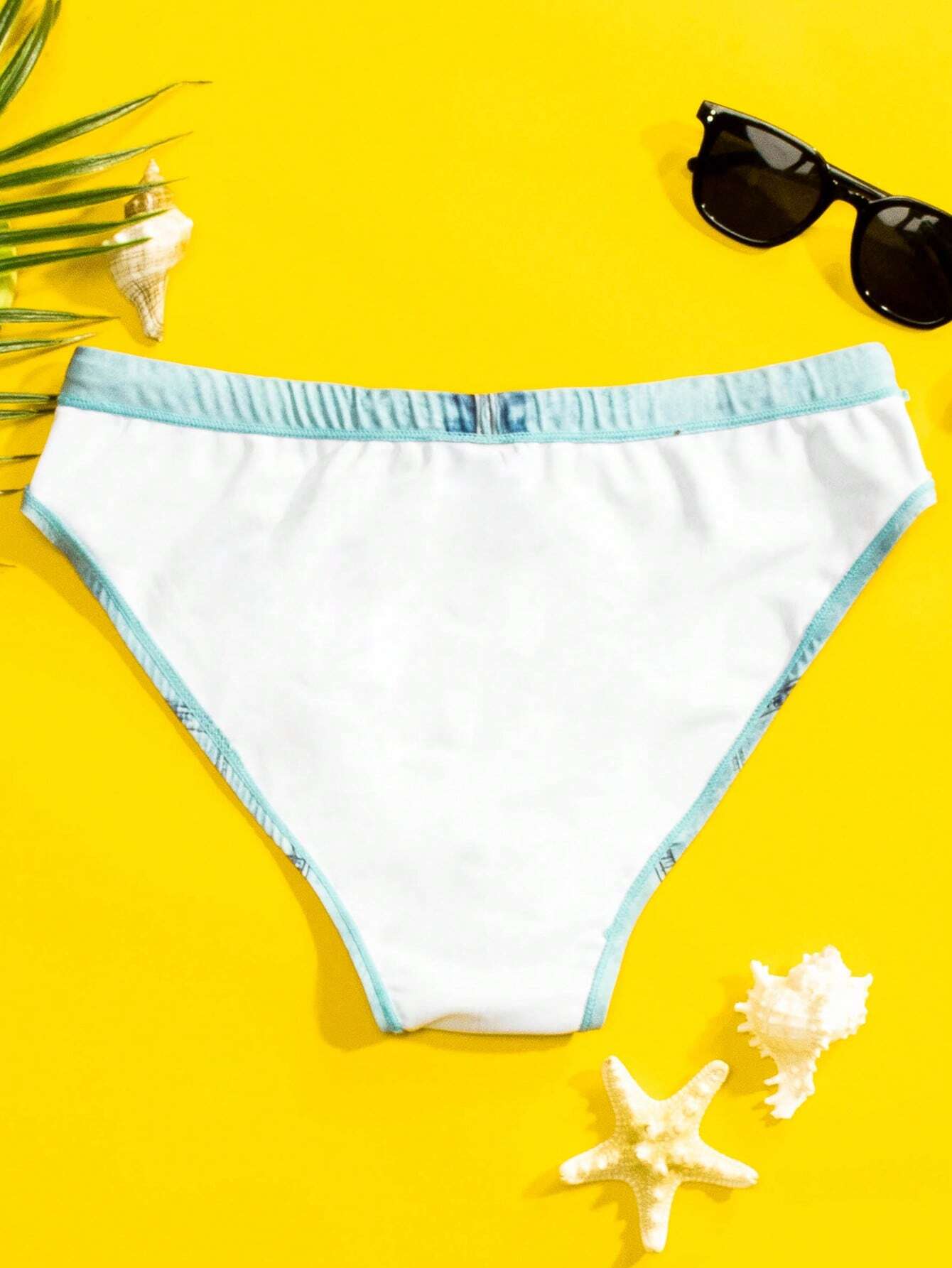 Washed Pattern Swim Brief-Waves And Trunks