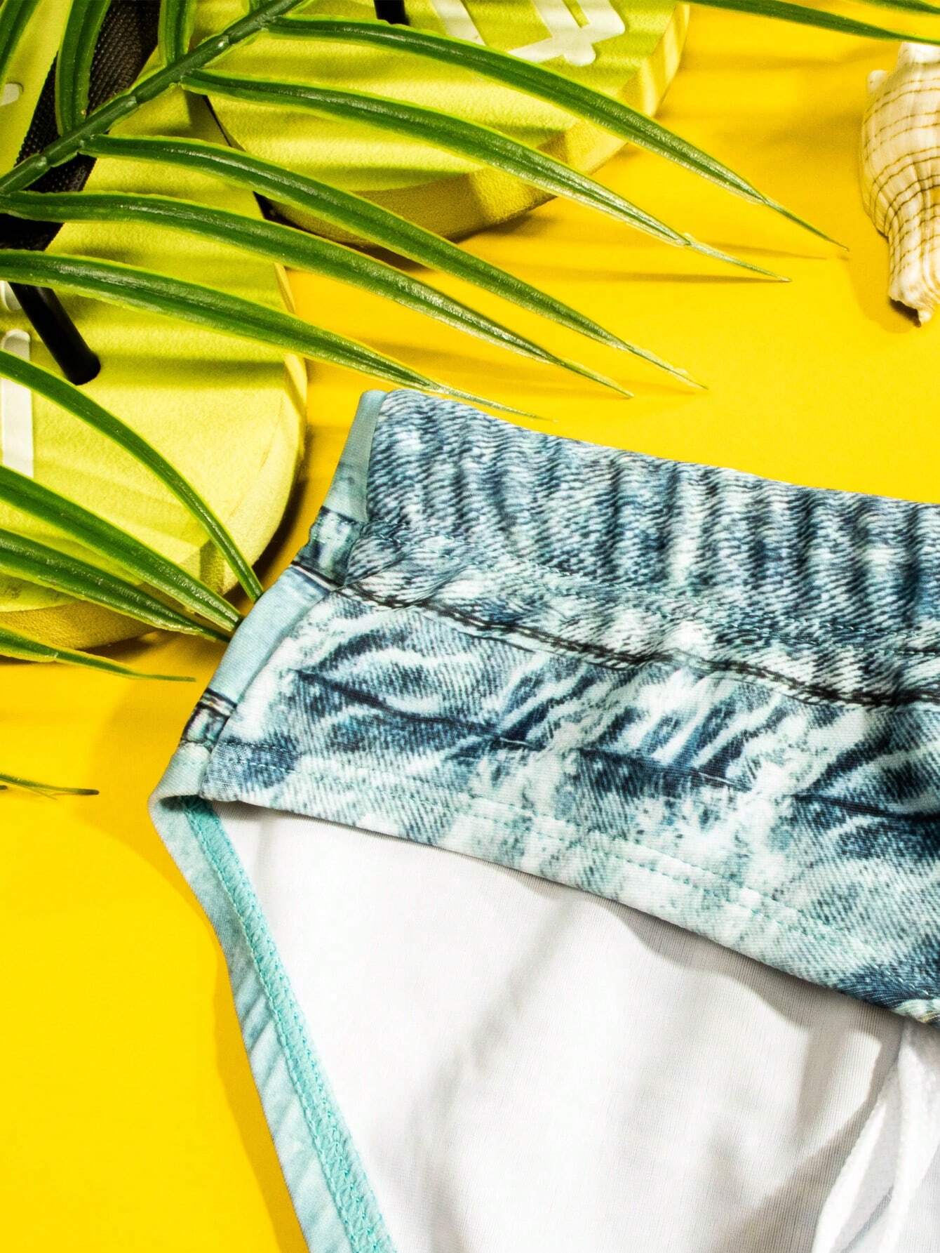 Washed Pattern Swim Brief-Waves And Trunks