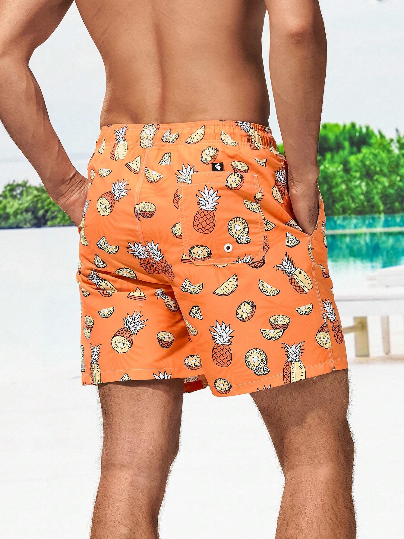 Pineapple Print Swim Trunks-Waves And Trunks
