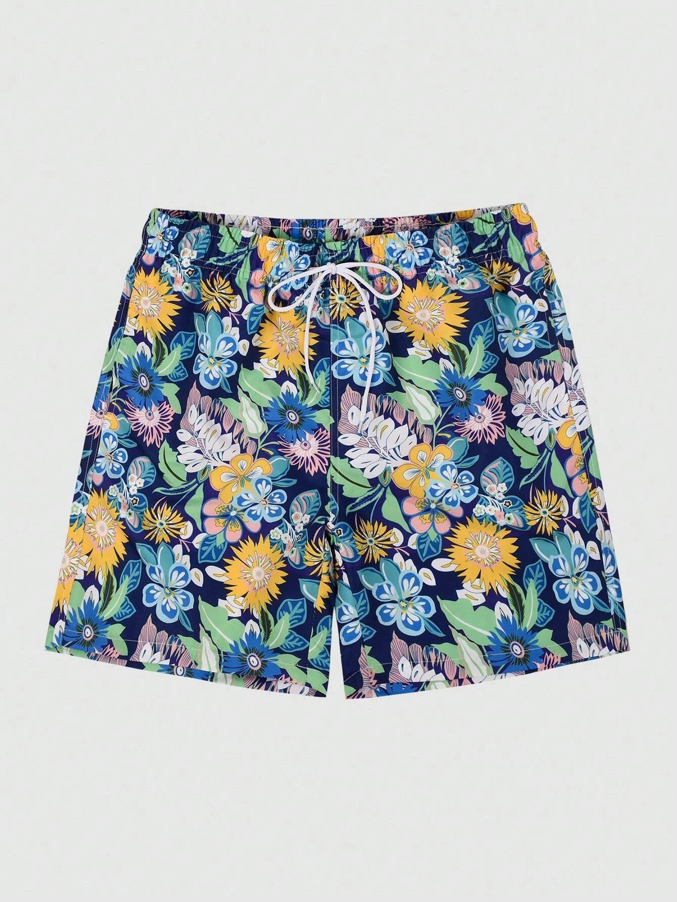Floral Print Non Stretch Swim Trunks-Waves And Trunks