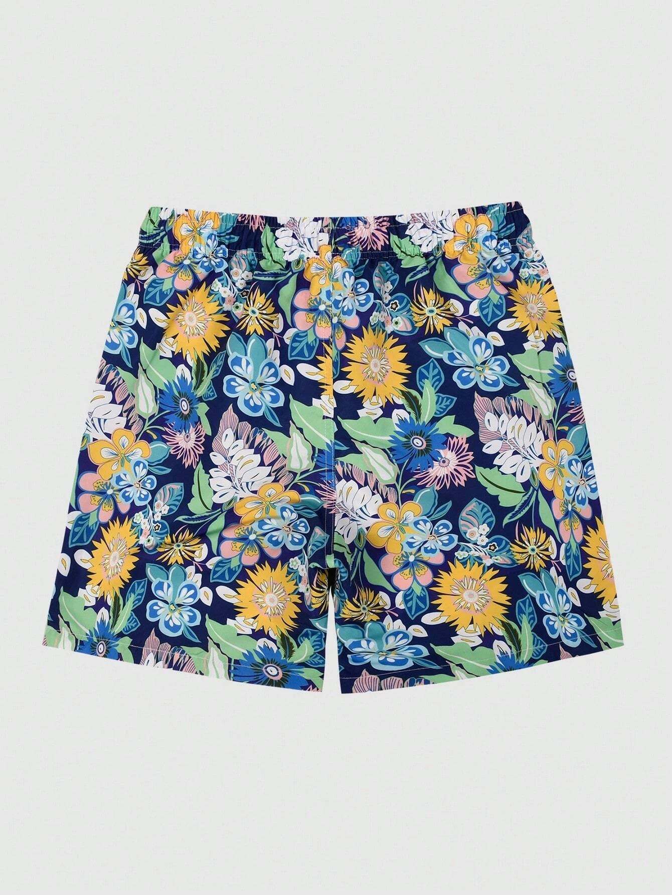 Floral Print Non Stretch Swim Trunks-Waves And Trunks