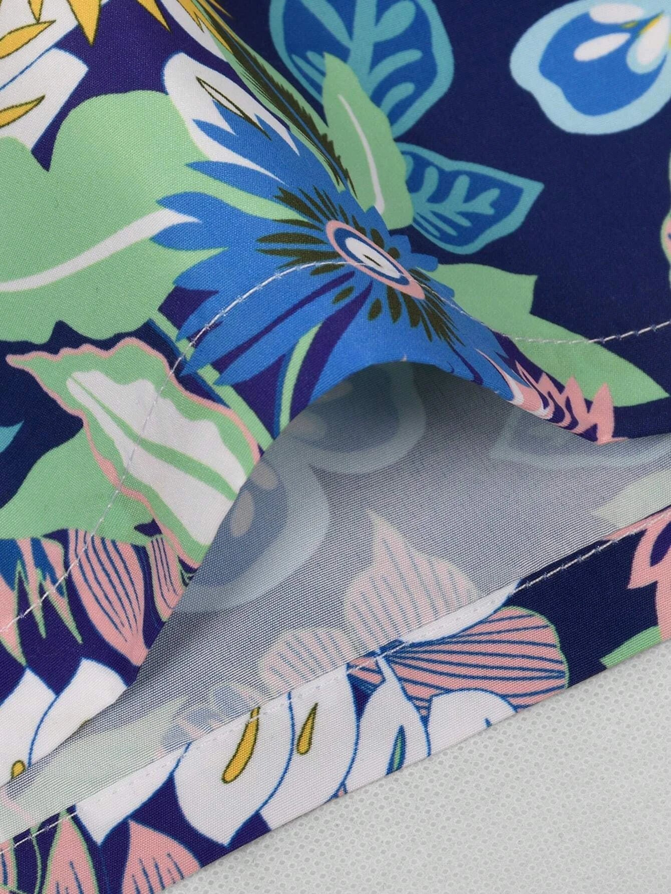 Floral Print Non Stretch Swim Trunks-Waves And Trunks