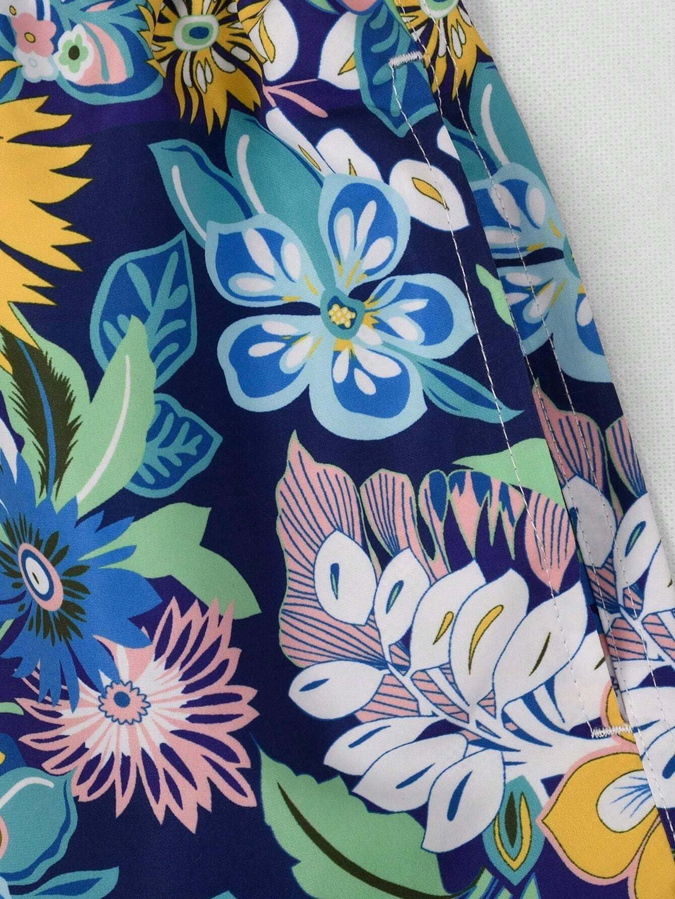 Floral Print Non Stretch Swim Trunks-Waves And Trunks