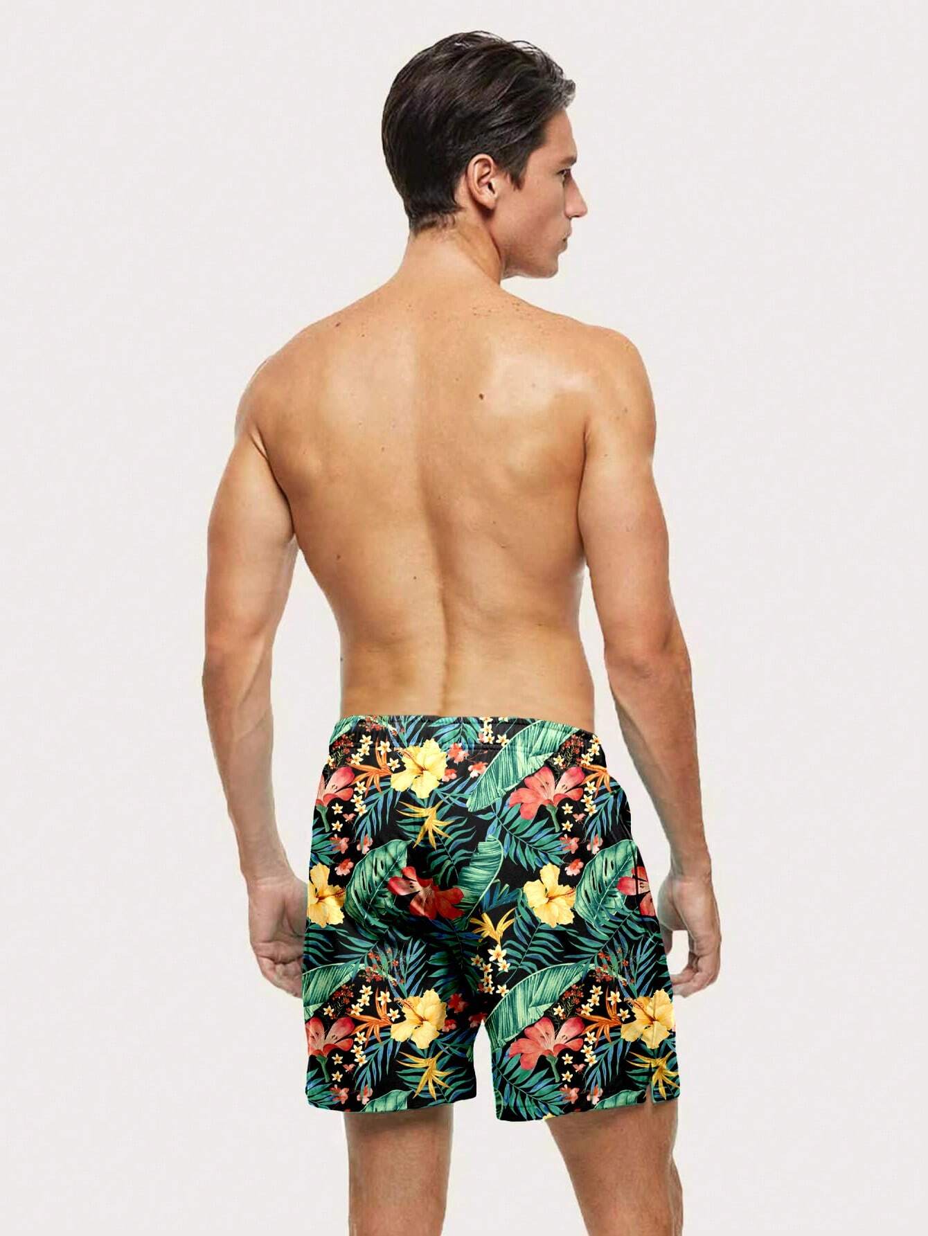 Allover Flowers Print Beach Trunks-Waves And Trunks