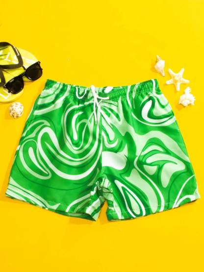 Swirl Print Beach Shorts-Waves And Trunks