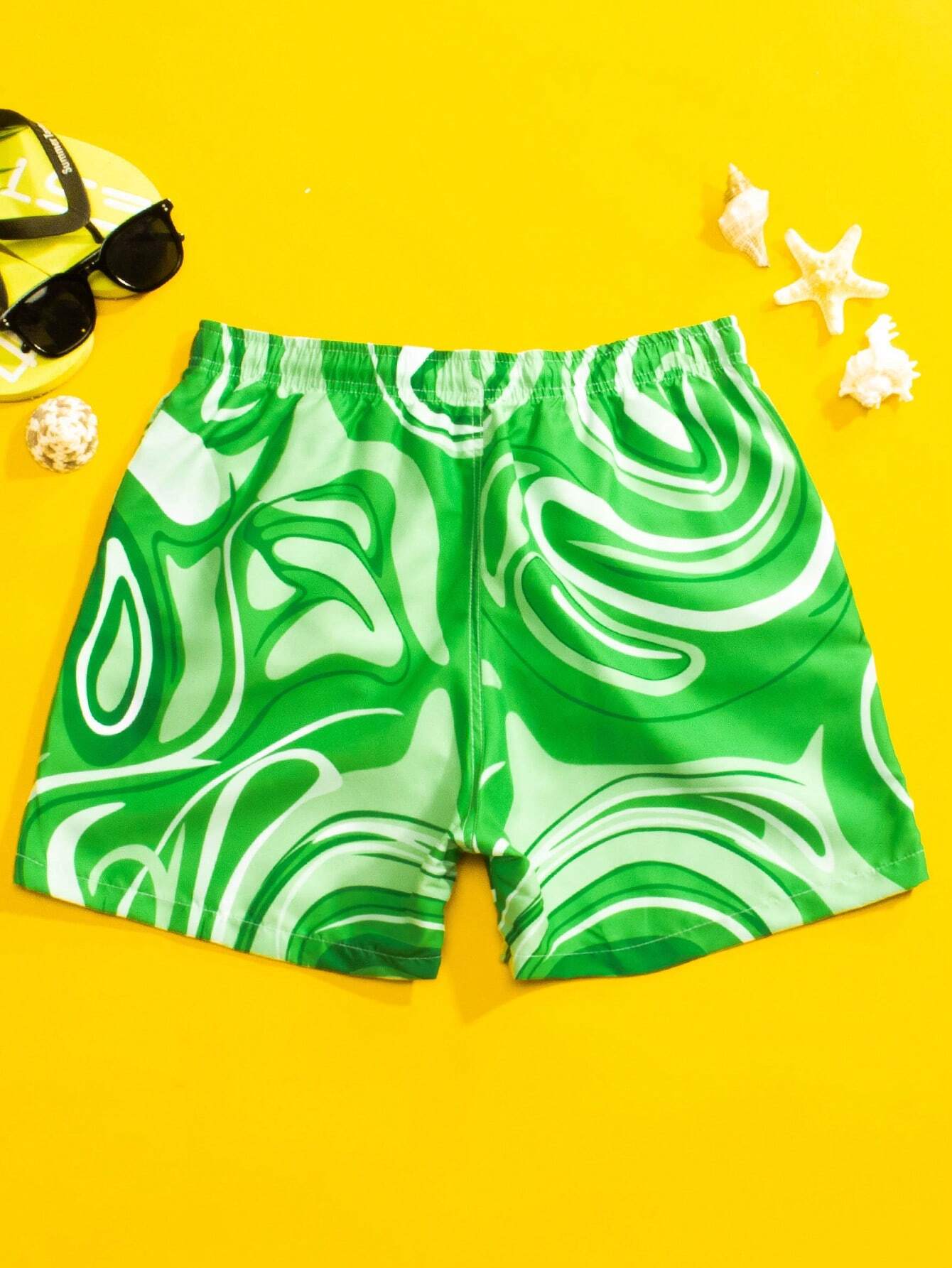 Swirl Print Beach Shorts-Waves And Trunks