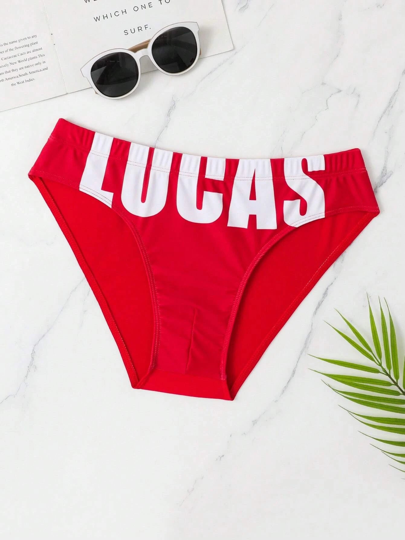 Letter Graphic Swim Brief-Waves And Trunks