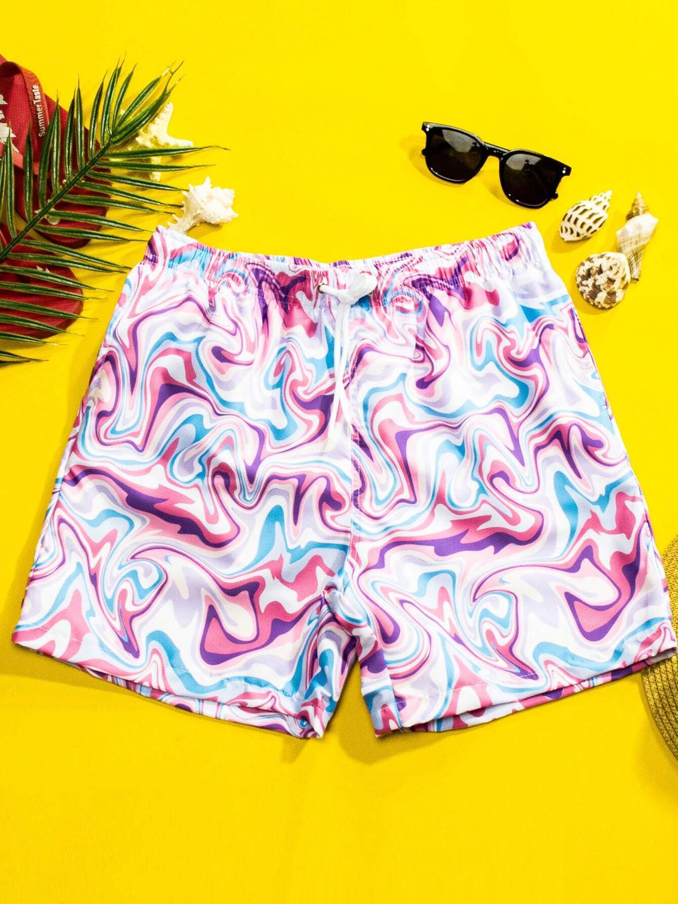 Fluid Printed Swim Trunks-Waves And Trunks
