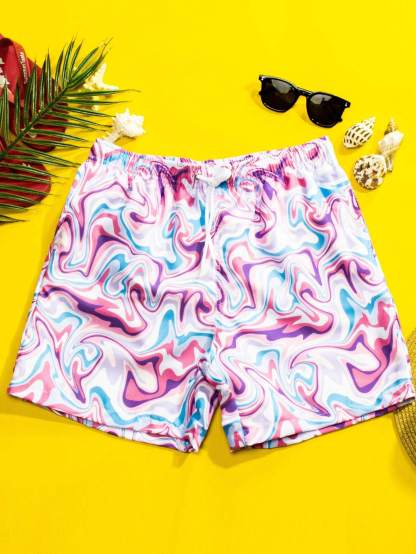 Fluid Printed Swim Trunks-Waves And Trunks