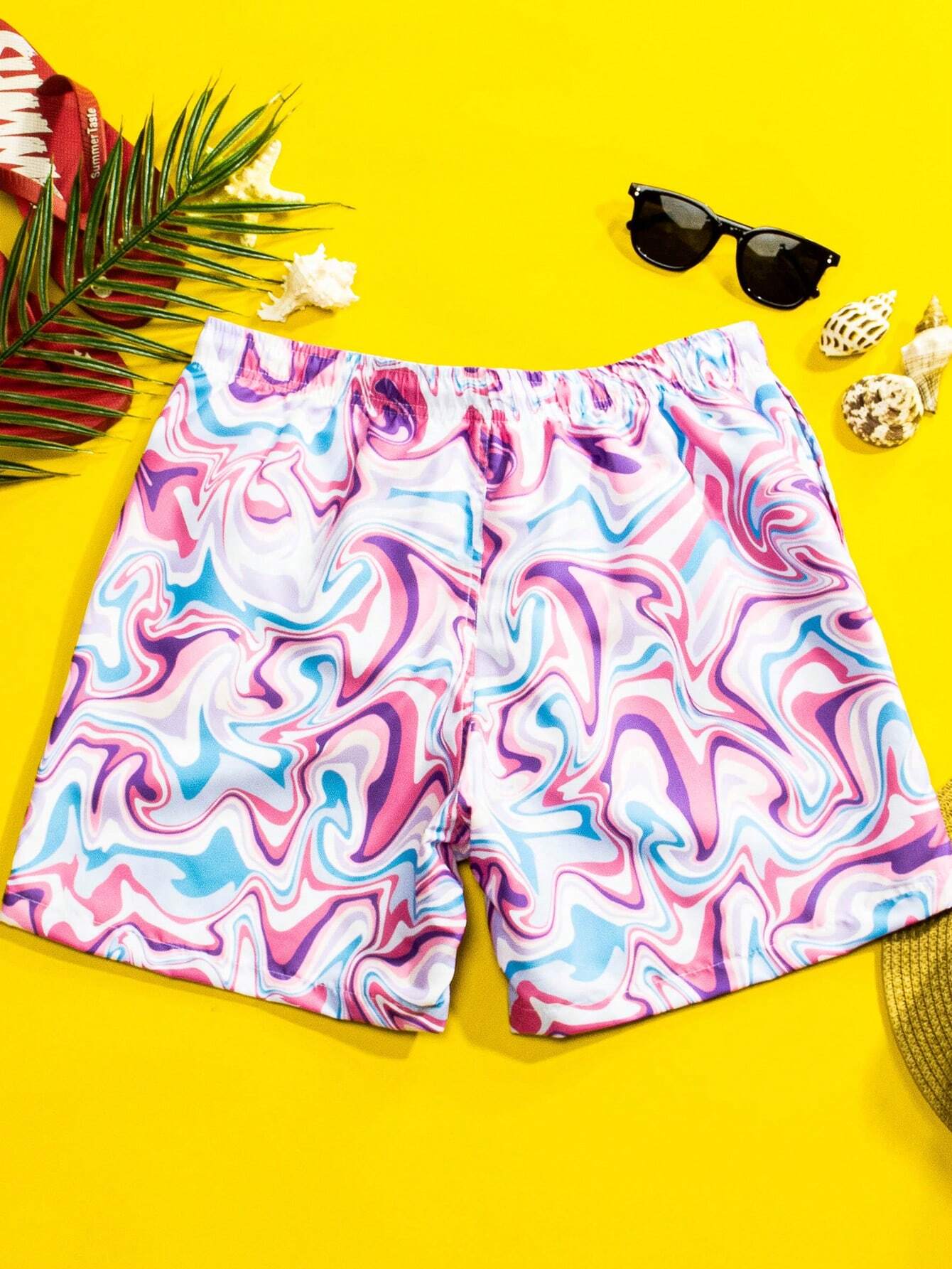 Fluid Printed Swim Trunks-Waves And Trunks