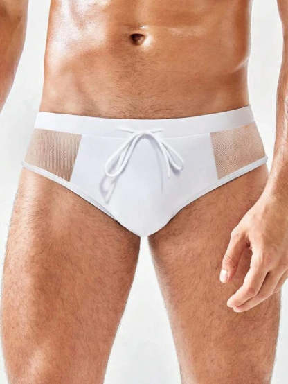 Insert Drawstring Waist Swim Brief-Waves And Trunks