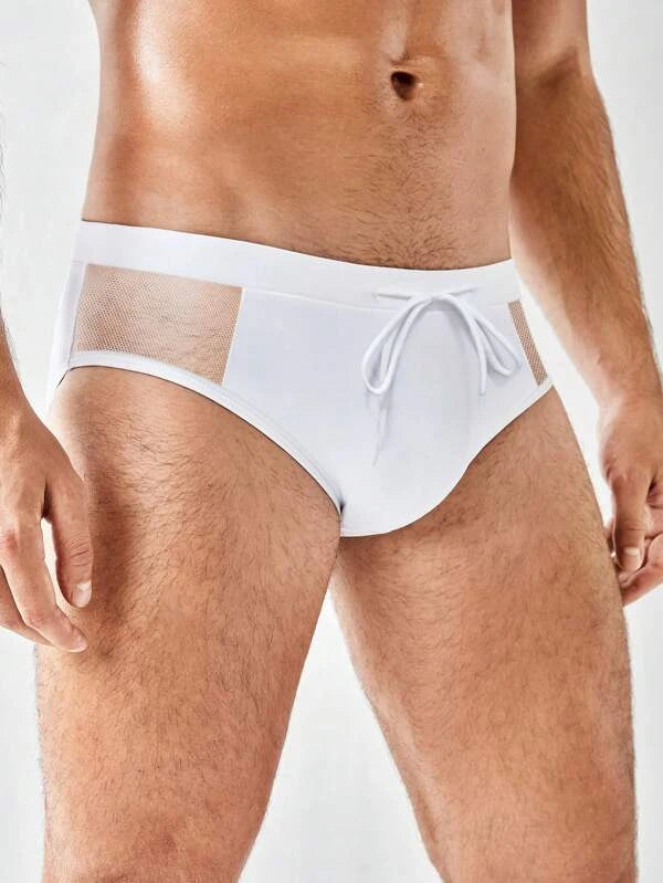 Insert Drawstring Waist Swim Brief-Waves And Trunks