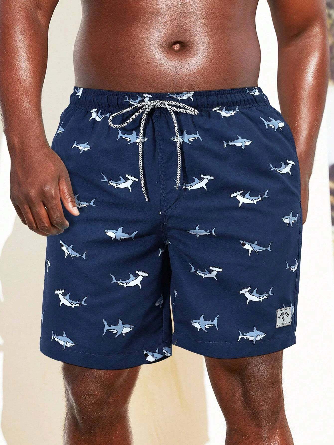 Animal Print Drawstring Shorts-Waves And Trunks