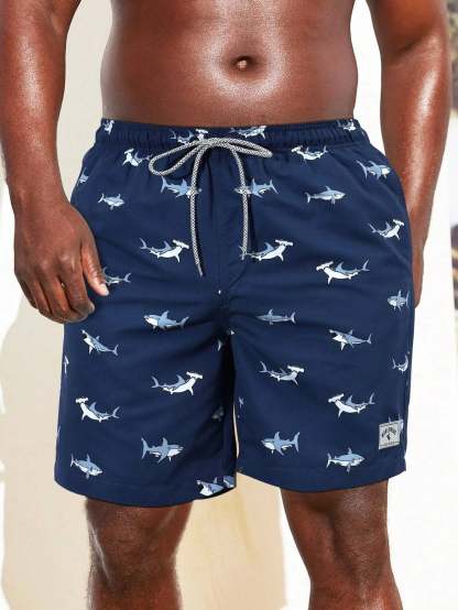 Animal Print Drawstring Shorts-Waves And Trunks