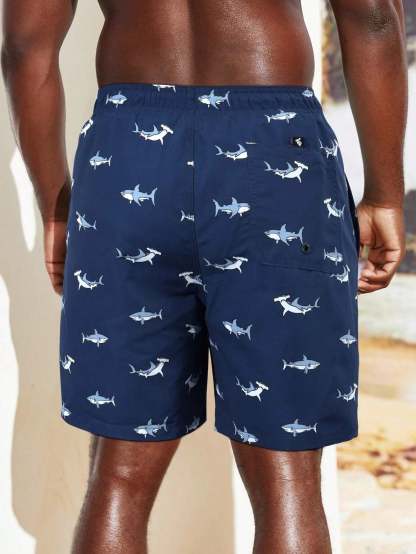 Animal Print Drawstring Shorts-Waves And Trunks