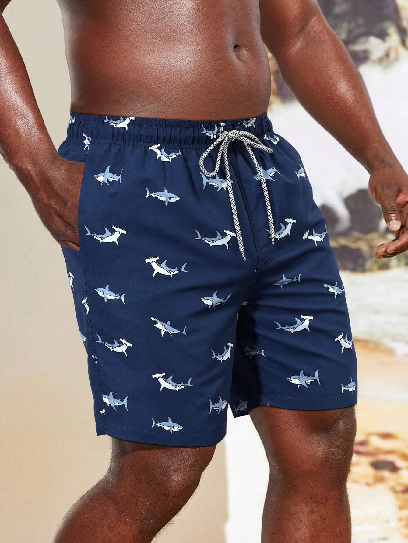 Animal Print Drawstring Shorts-Waves And Trunks