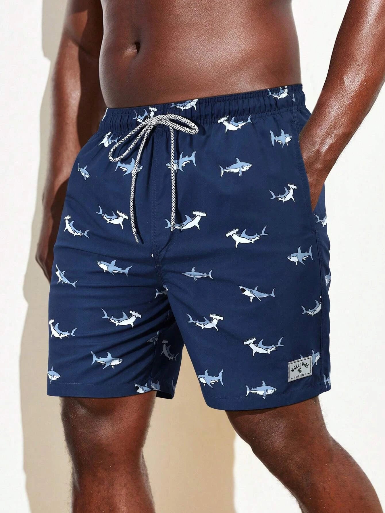 Animal Print Drawstring Shorts-Waves And Trunks