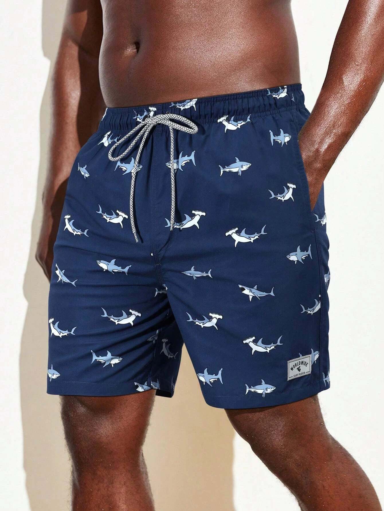 Animal Print Drawstring Shorts-Waves And Trunks