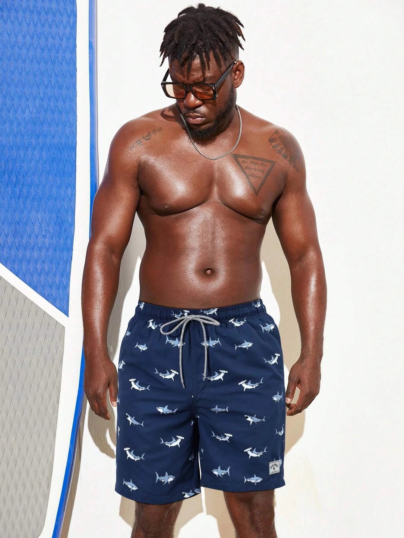 Animal Print Drawstring Shorts-Waves And Trunks