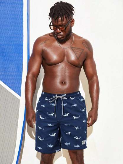 Animal Print Drawstring Shorts-Waves And Trunks