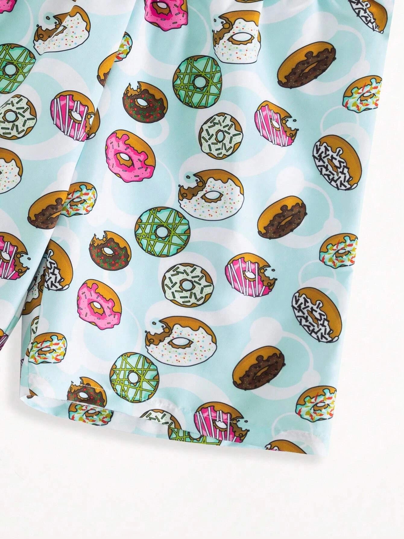 Donuts Print Drawstring Waist Swim Shorts-Waves And Trunks