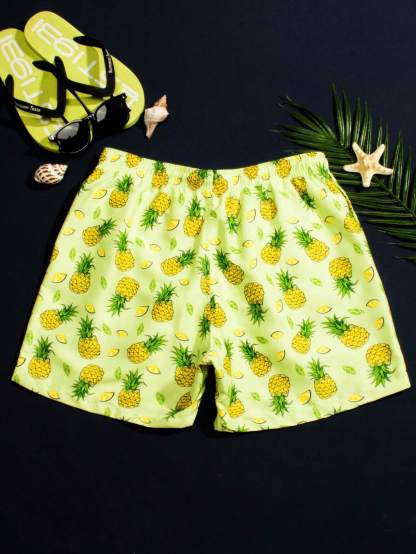 Printed Drawstring Waist Pocket Swim Trunks-Waves And Trunks