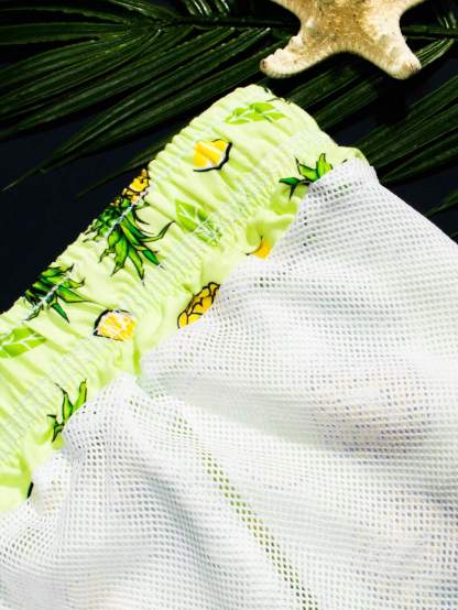 Printed Drawstring Waist Pocket Swim Trunks-Waves And Trunks