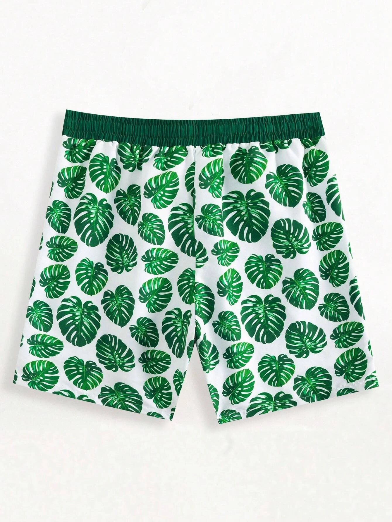 1 Piece Tropical Print Drawstring Swim Trunks-Waves And Trunks