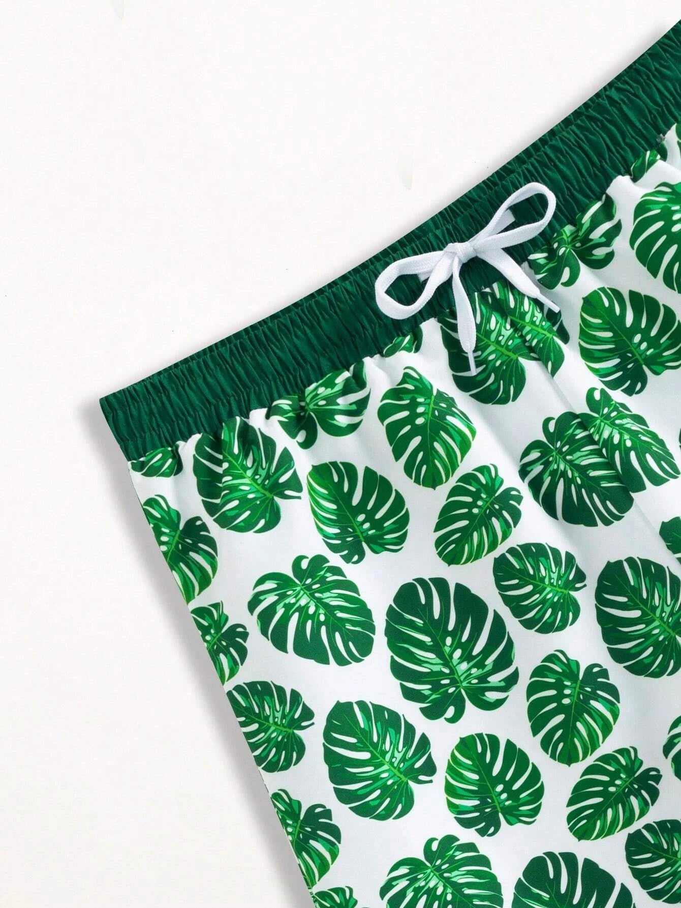 1 Piece Tropical Print Drawstring Swim Trunks-Waves And Trunks