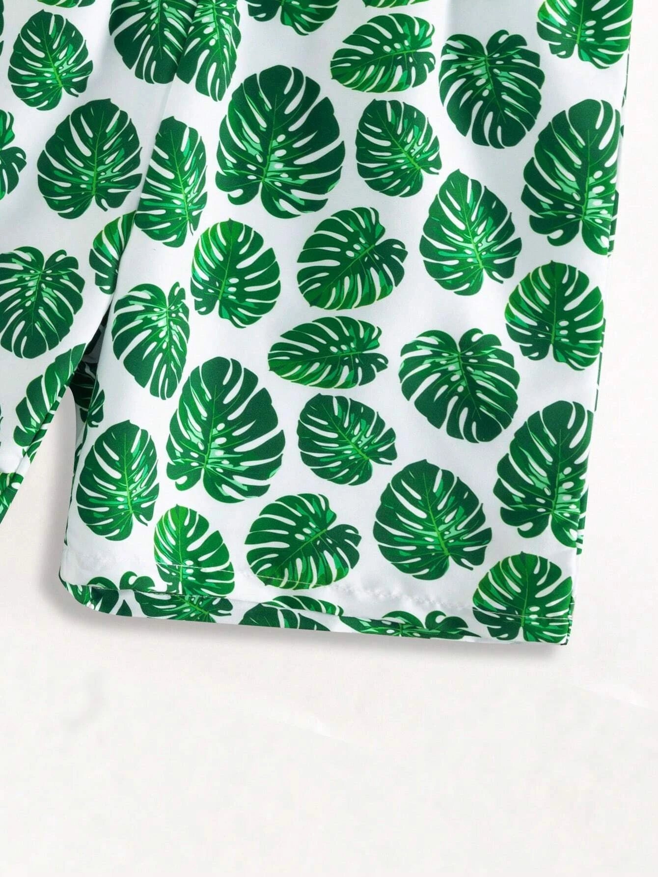 1 Piece Tropical Print Drawstring Swim Trunks-Waves And Trunks