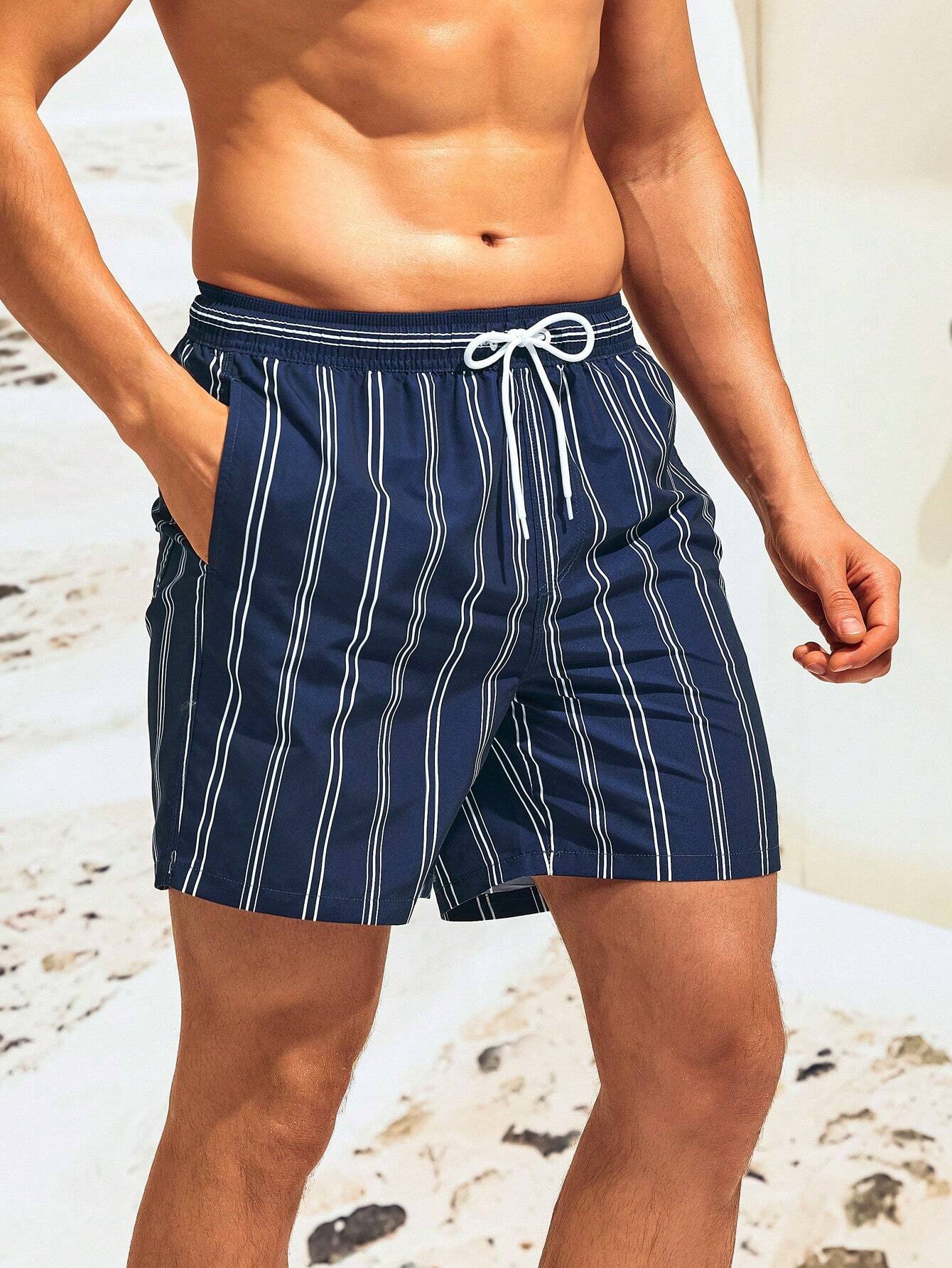 Striped Patterned Beach Shorts-Waves And Trunks