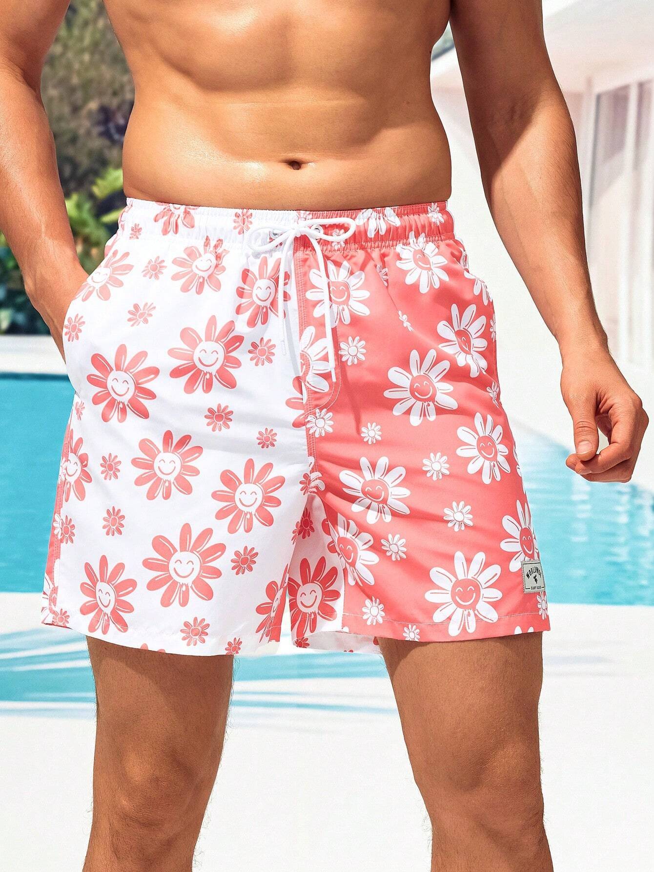 Floral Printed Swim Pocket Trunks-Waves And Trunks