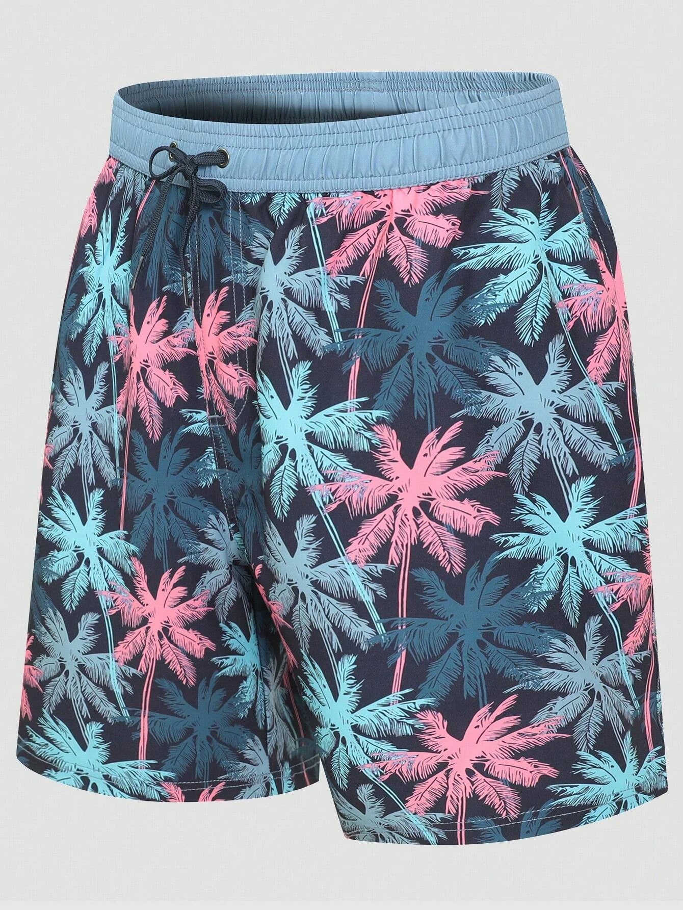 Non Stretch Tropical Print Trunks-Waves And Trunks