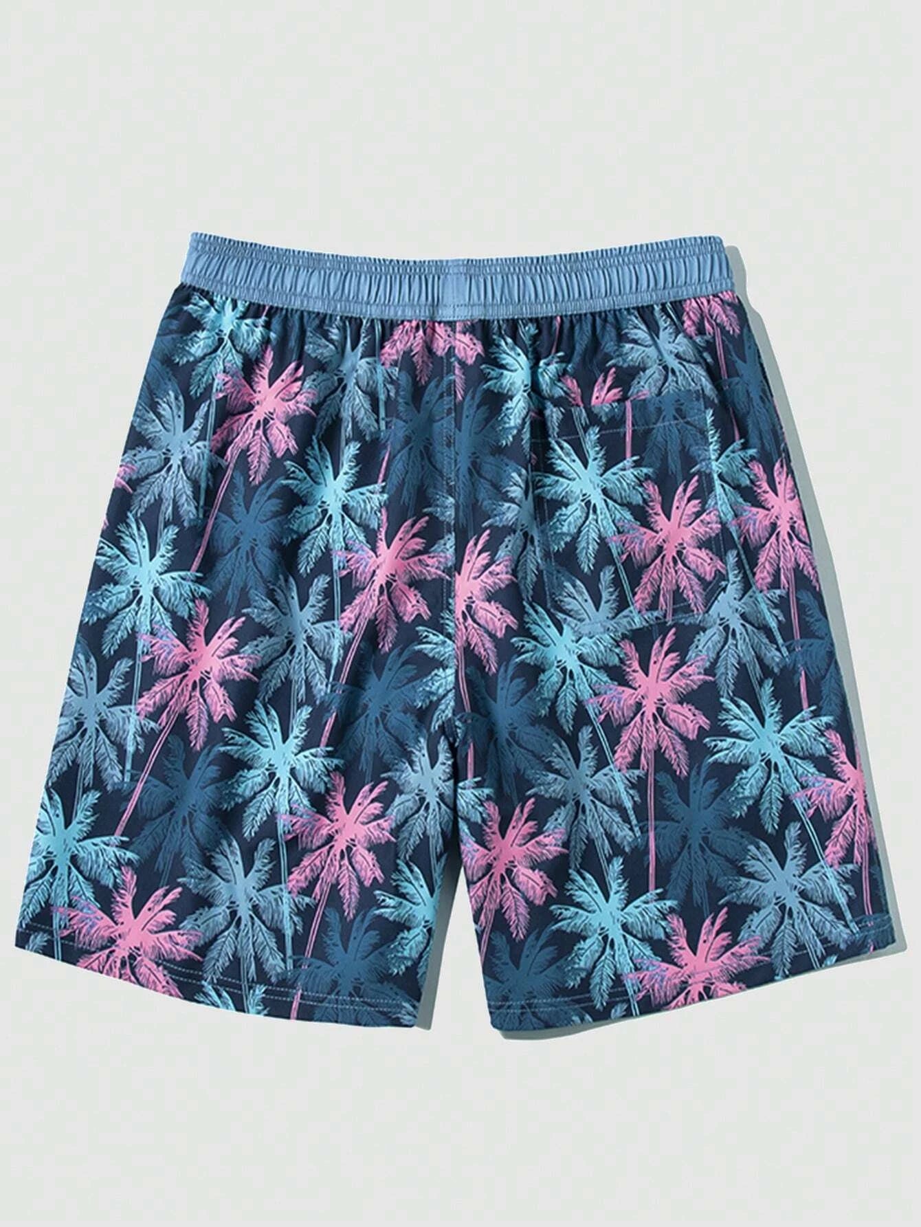 Non Stretch Tropical Print Trunks-Waves And Trunks