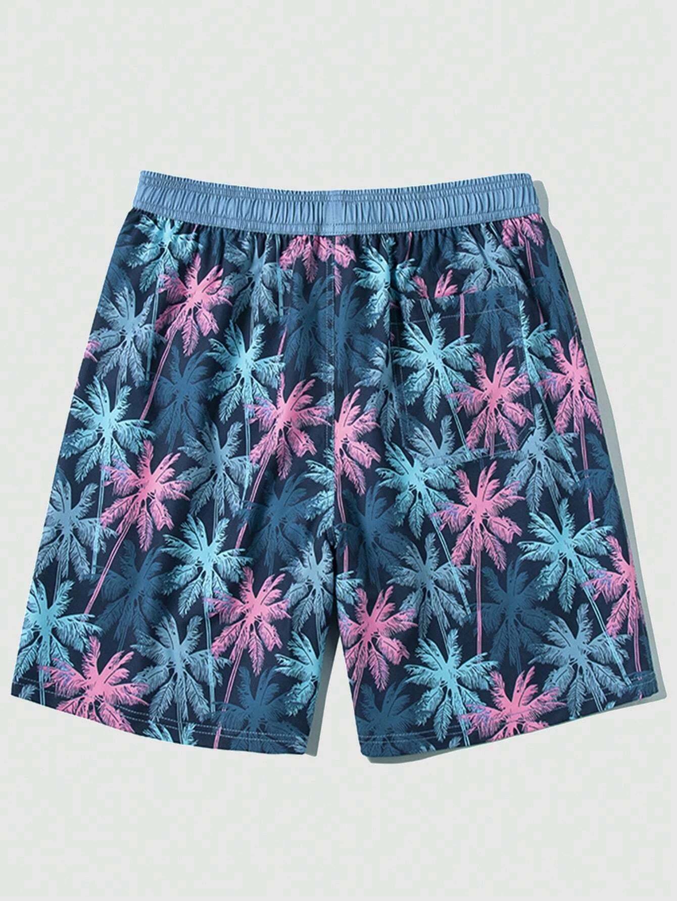 Non Stretch Tropical Print Trunks-Waves And Trunks