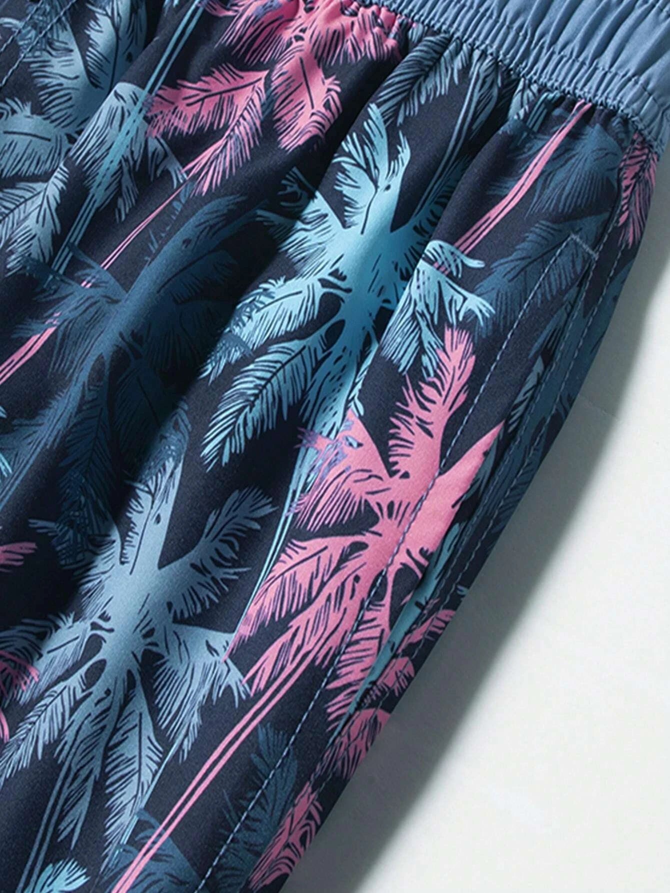Non Stretch Tropical Print Trunks-Waves And Trunks