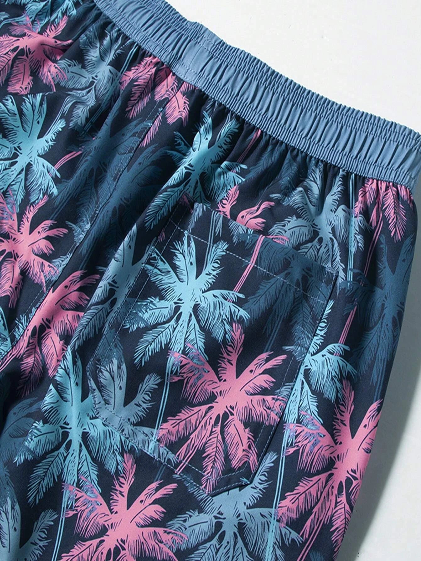 Non Stretch Tropical Print Trunks-Waves And Trunks