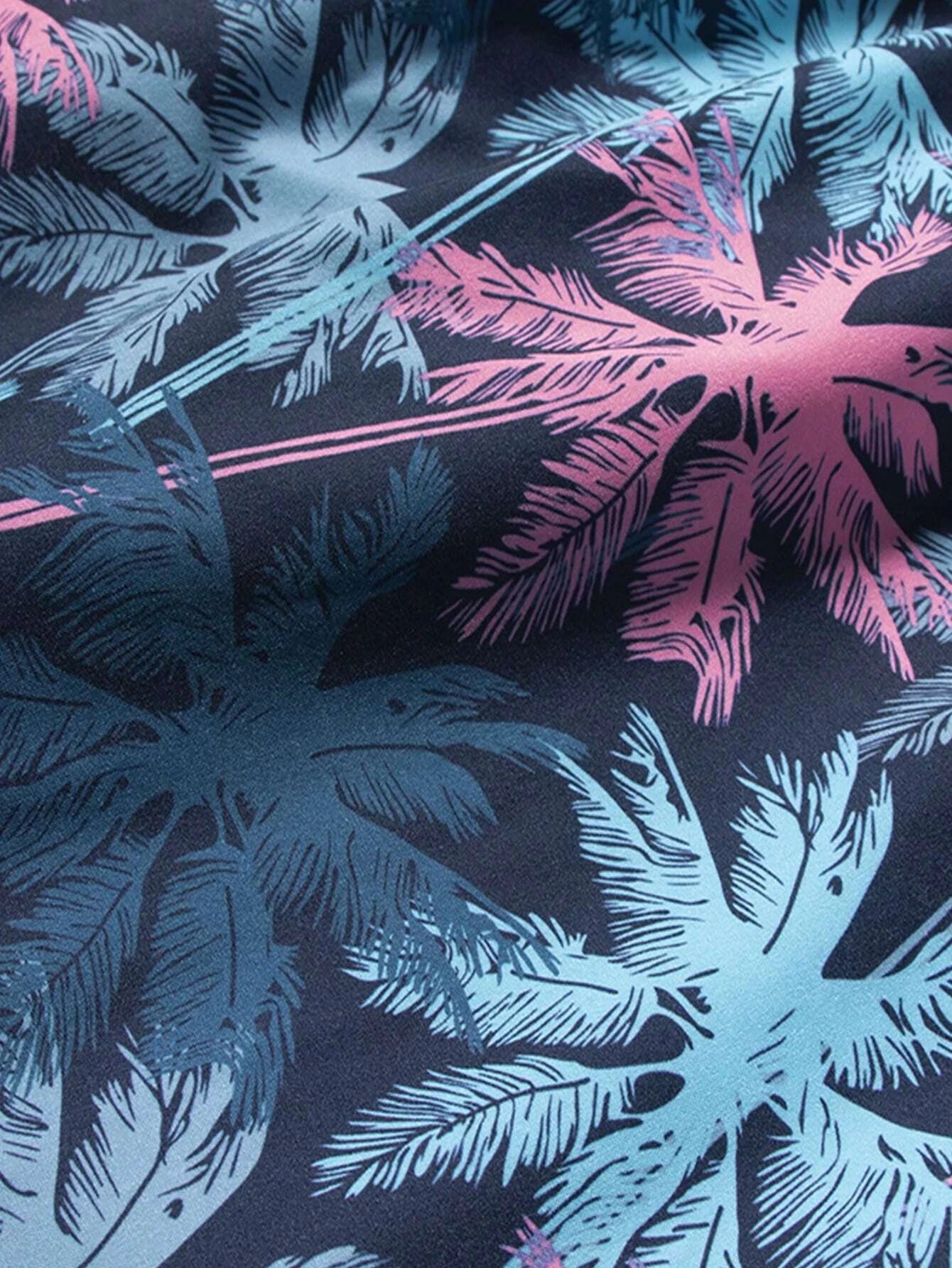 Non Stretch Tropical Print Trunks-Waves And Trunks