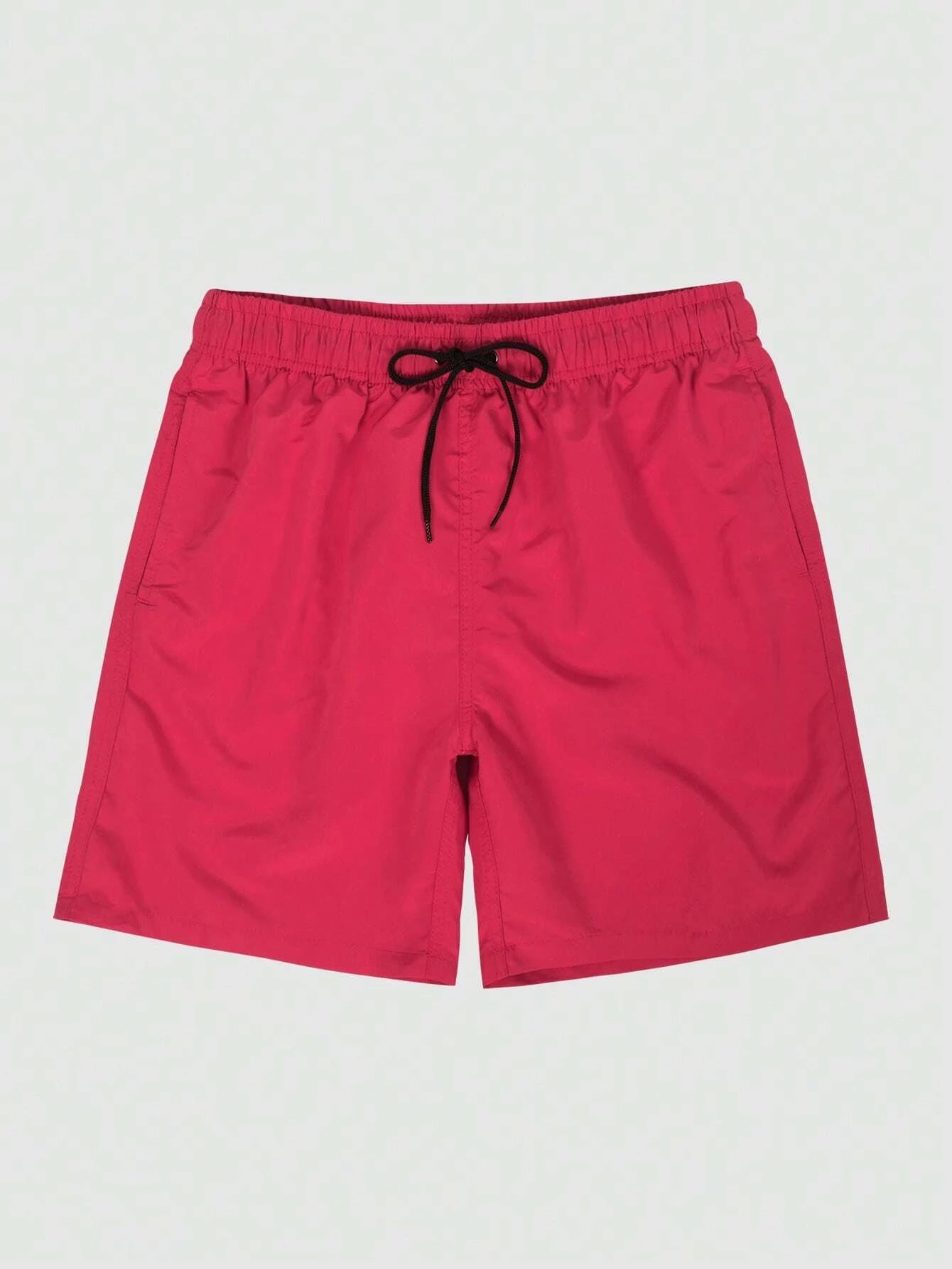 Plain Non Stretch Waist Swim Trunks With Pocket-Waves And Trunks