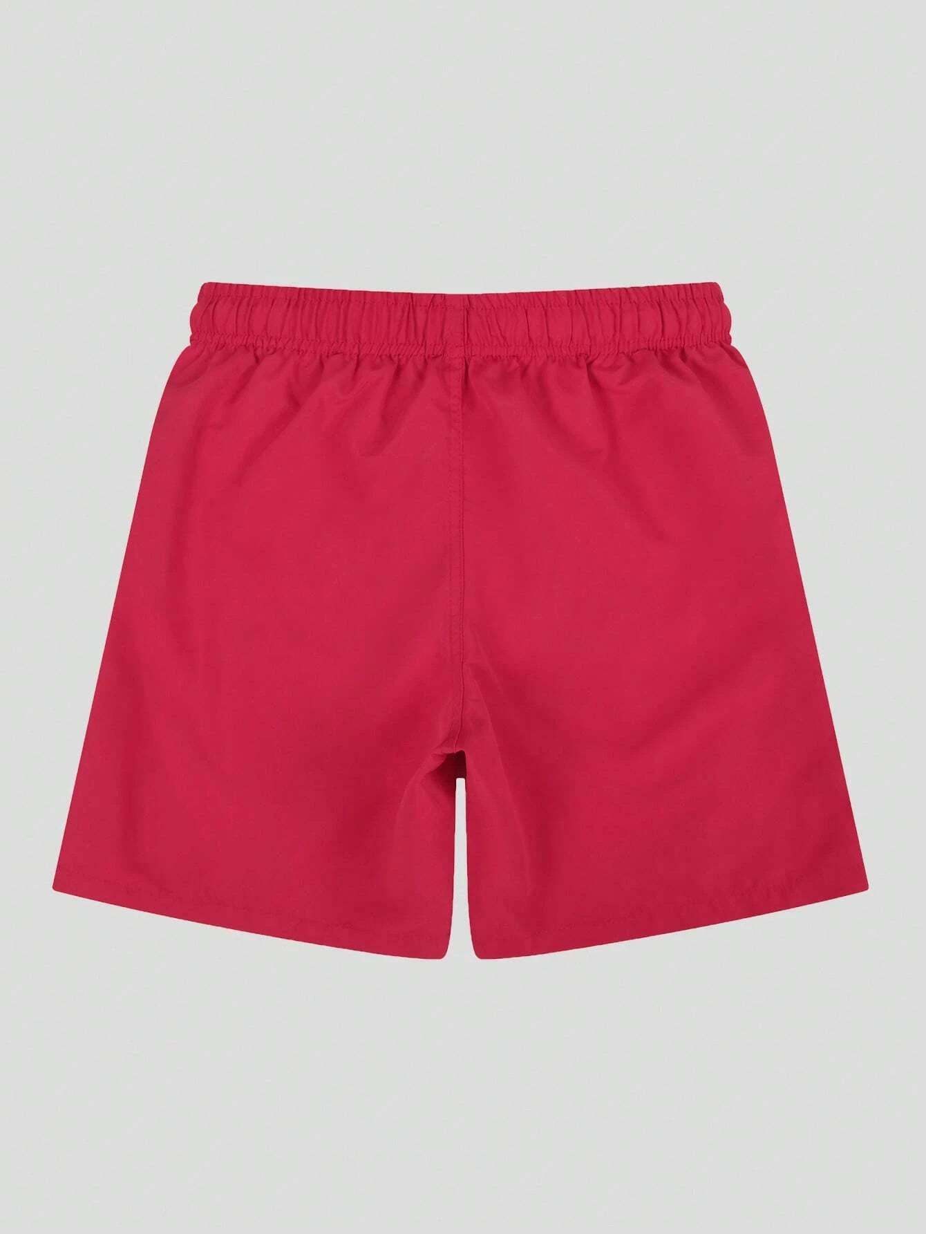 Plain Non Stretch Waist Swim Trunks With Pocket-Waves And Trunks