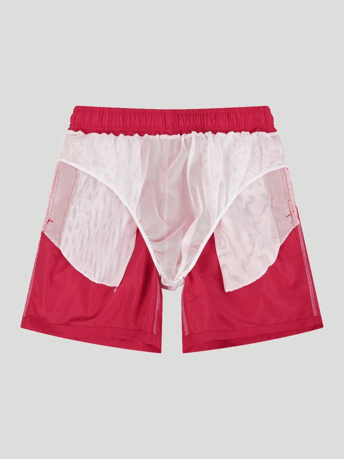Plain Non Stretch Waist Swim Trunks With Pocket-Waves And Trunks