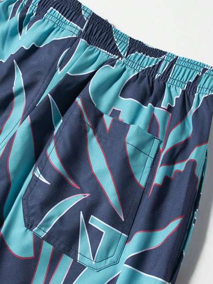 All Over Print Tropical Bottoms-Waves And Trunks