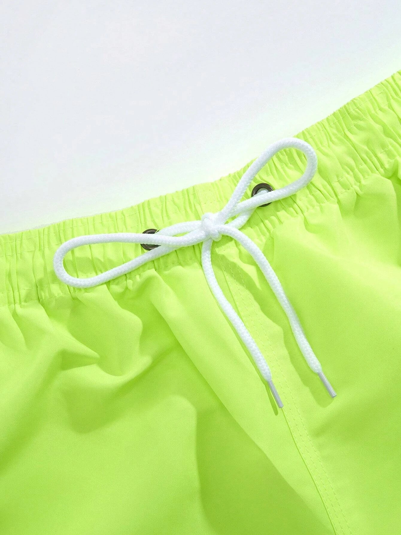 Plain Solid Drawstring Swim Trunks-Waves And Trunks